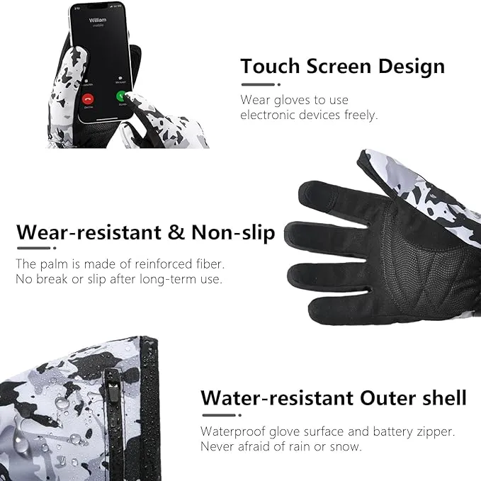 Heated Gloves for Men Women with 7.4V 22.2WH Rechargeable Battery Waterproof Heated Ski Gloves for Motorcycle Skiing Hunting Fishing Working Hiking Camping Arthritis Raynaud