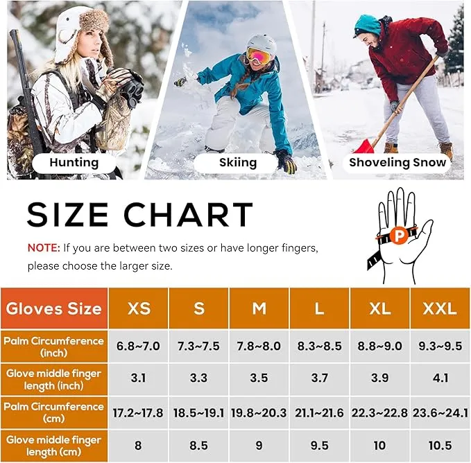 Heated Gloves for Men Women with 7.4V 22.2WH Rechargeable Battery Waterproof Heated Ski Gloves for Motorcycle Skiing Hunting Fishing Working Hiking Camping Arthritis Raynaud