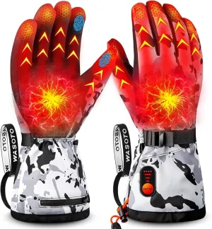 Heated Gloves for Men Women with 7.4V 22.2WH Rechargeable Battery Waterproof Heated Ski Gloves for Motorcycle Skiing Hunting Fishing Working Hiking Camping Arthritis Raynaud