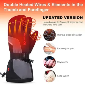 Heated Mittens Battery Gloves Men Women, SAVIOR HEAT 2023 Flexible Crab Finger Rechargeable Ski Mitten with 7.4V 2200mAh Battery for Winter Snow Skating Camping Hunting Hiking Motorcycle