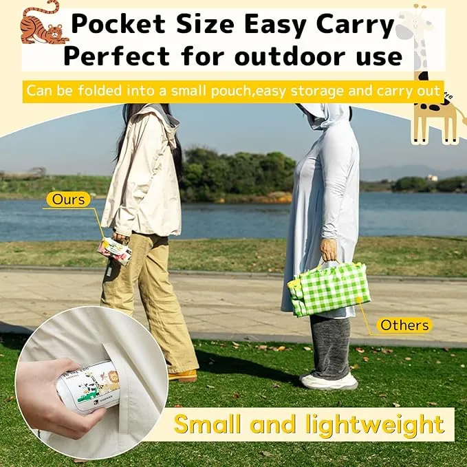 HIKEMAN Pocket Picnic Blanket Beach Blanket - Mini Waterproof Camping Blanket,Lightweight Outdoor Blanket with Hand Strap for Picnics Beach Hiking Camping Travel (Grey, S)