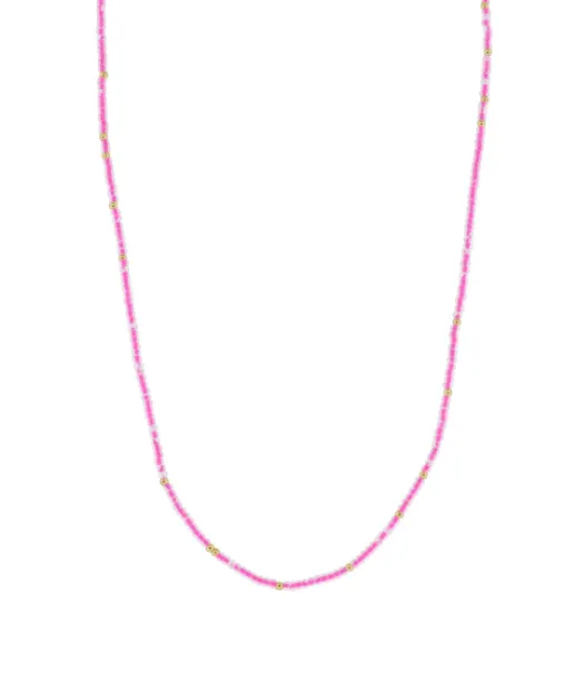 Hot Pink Color Wheel 18k Plated Bead Necklace