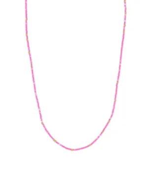 Hot Pink Color Wheel 18k Plated Bead Necklace