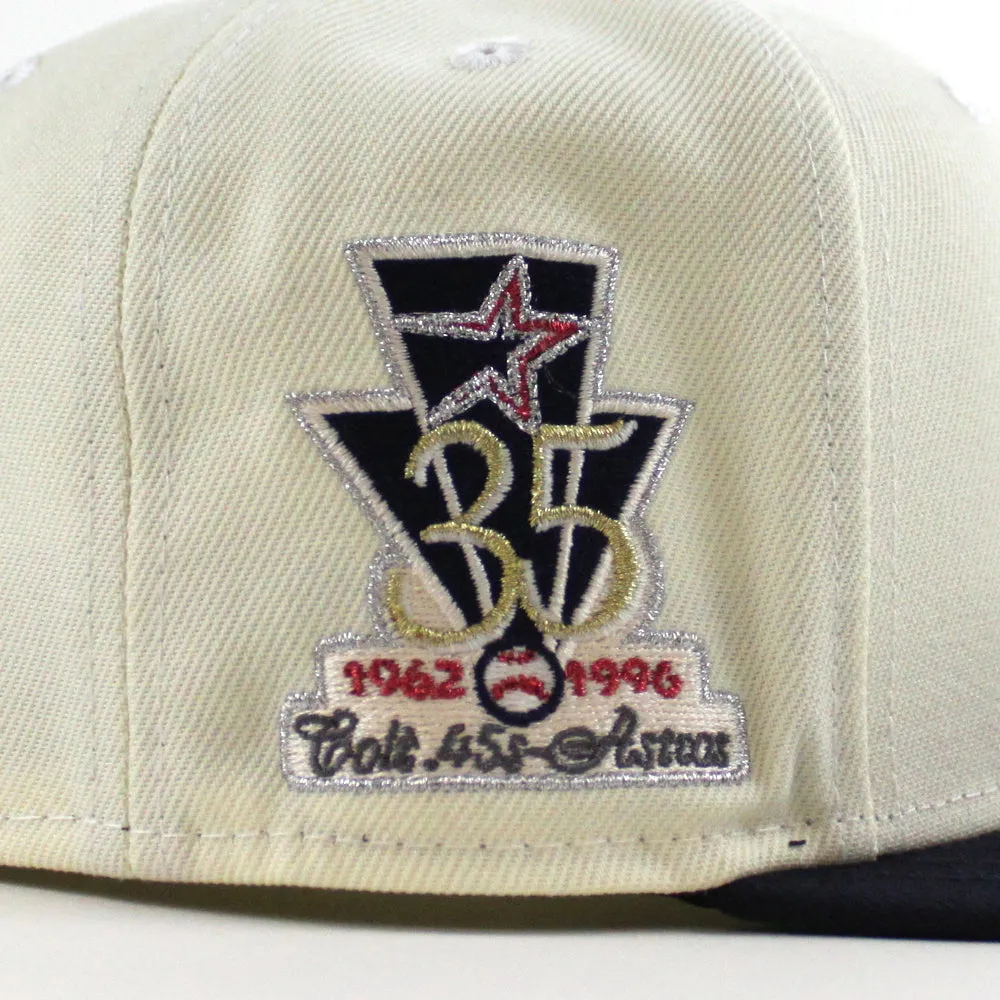 Houston Astros 35 Years New Era 59Fifty Fitted Hat (Chrome White Navy Green Under Brim)