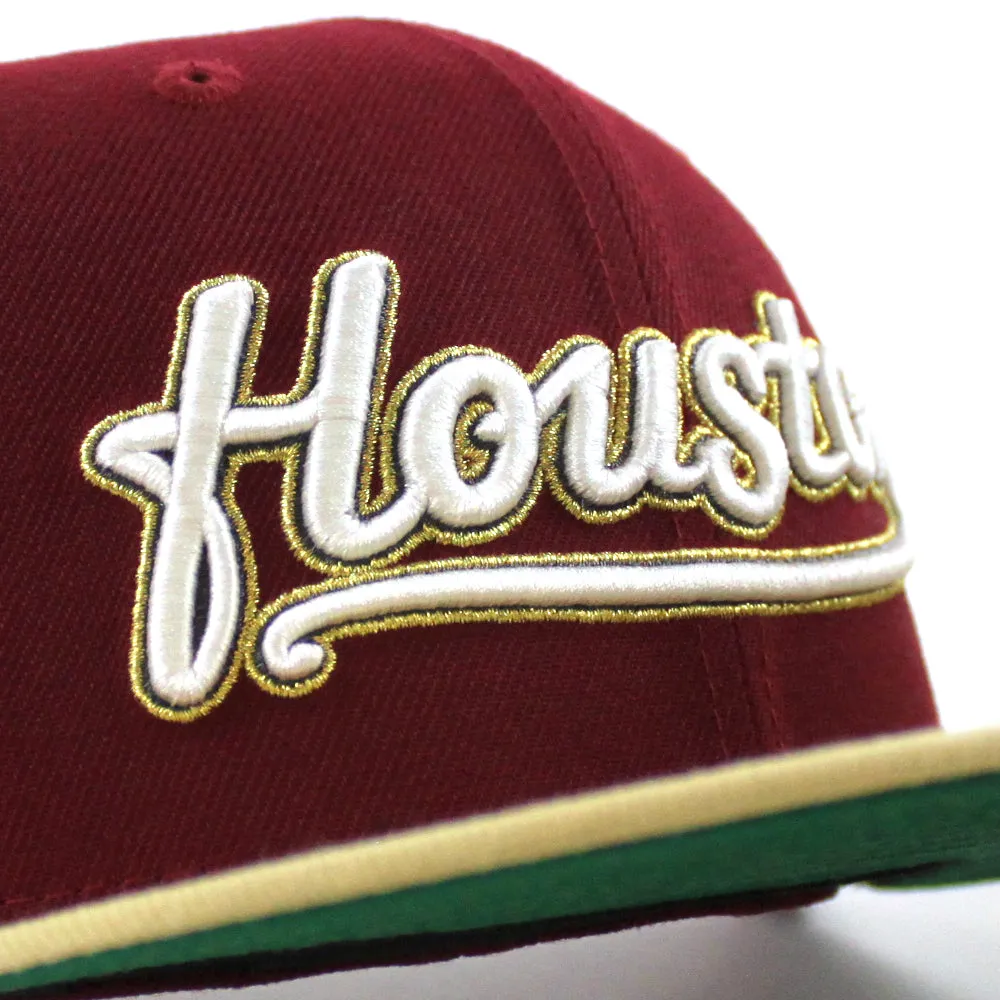 Houston Astros 50th Anniversary New Era 59Fifty Fitted Hat (Cardinal Vegas Gold Green Under Brim)