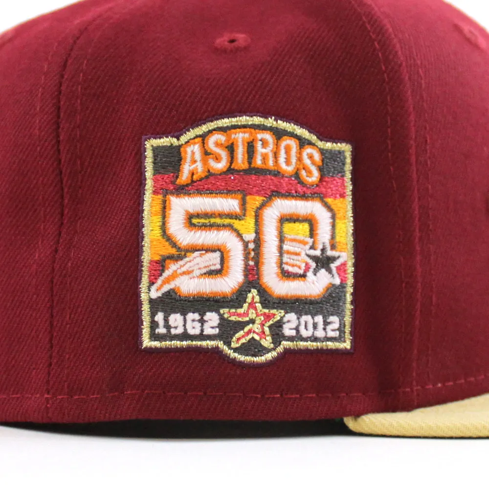 Houston Astros 50th Anniversary New Era 59Fifty Fitted Hat (Cardinal Vegas Gold Green Under Brim)