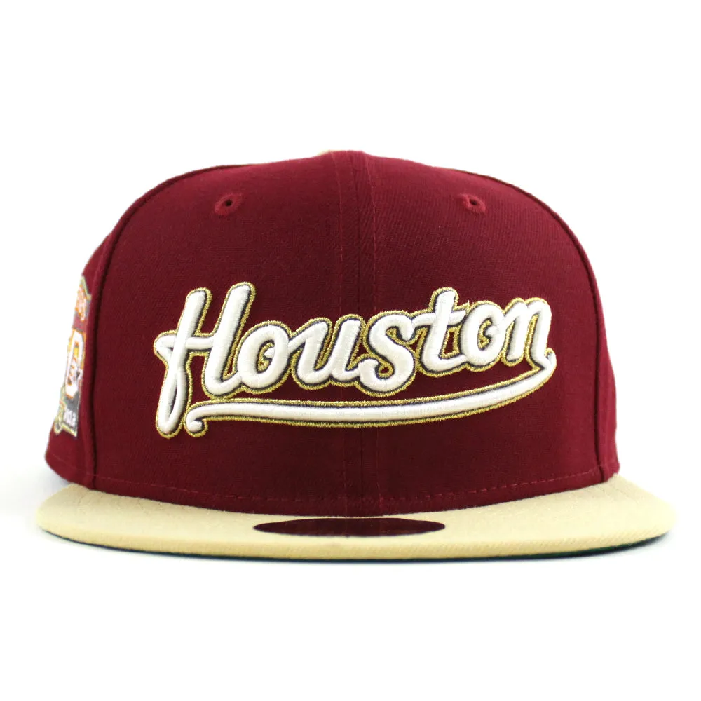 Houston Astros 50th Anniversary New Era 59Fifty Fitted Hat (Cardinal Vegas Gold Green Under Brim)