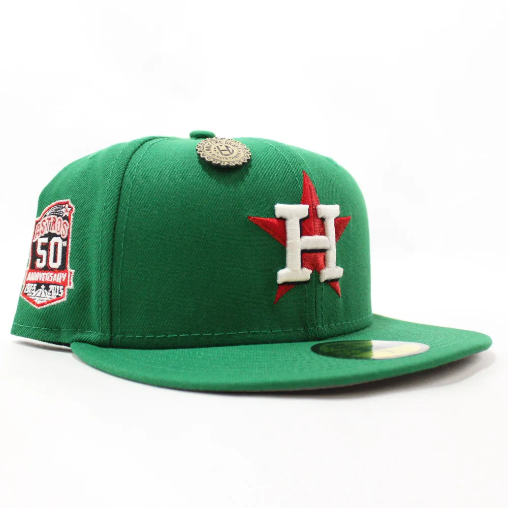 Houston Astros 50th Anniversary New Era 59Fifty Fitted Hat (Halftime Cheer Pack Glow in the Dark Logo Kelly Gray 3M Under Brim)