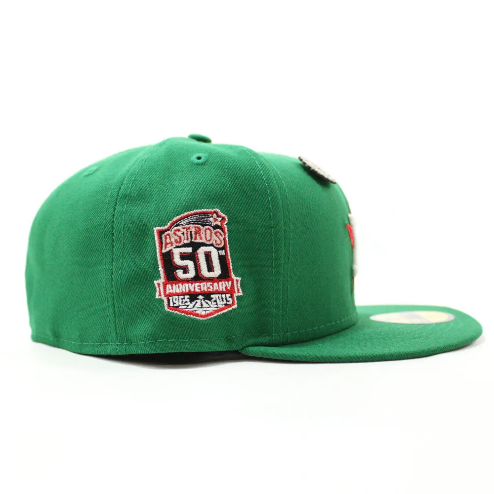 Houston Astros 50th Anniversary New Era 59Fifty Fitted Hat (Halftime Cheer Pack Glow in the Dark Logo Kelly Gray 3M Under Brim)