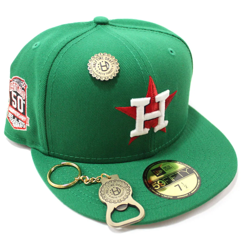 Houston Astros 50th Anniversary New Era 59Fifty Fitted Hat (Halftime Cheer Pack Glow in the Dark Logo Kelly Gray 3M Under Brim)