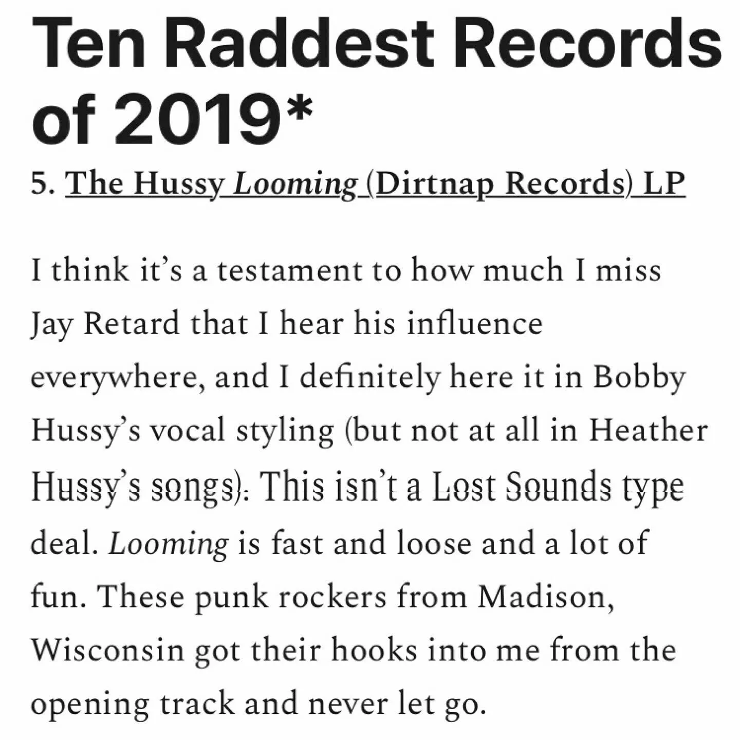 Hussy, The - Looming - New LP