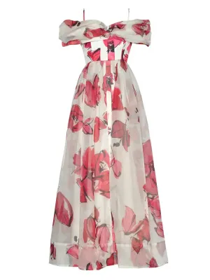 Imani High waisted printed Bohemian Holiday Elegant Mixi Dress
