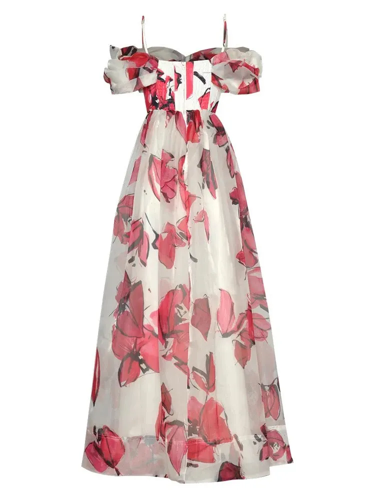 Imani High waisted printed Bohemian Holiday Elegant Mixi Dress