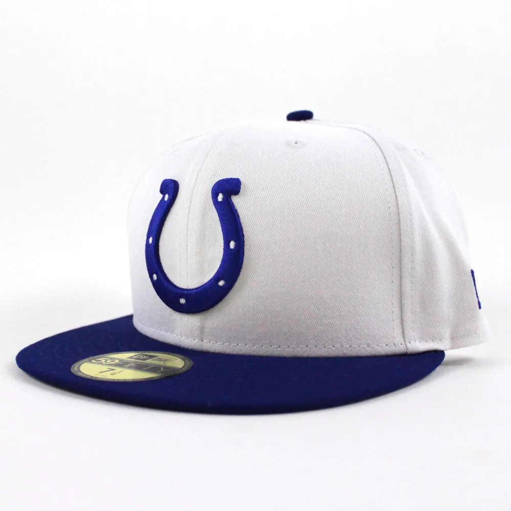 Indianapolis Colts NFL New Era 59Fifty Fitted Hat (White Blue Gray Under Brim)