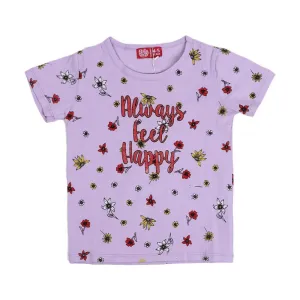 Infants Always Feel Happy T-Shirt For Girls - Purple | Bachaa Party Baby Clothes Girls Tops & T-Shirts