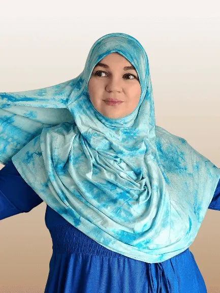 Instant Jersey Hijab Shawl Ocean Breeze Blue