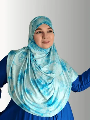 Instant Jersey Hijab Shawl Ocean Breeze Blue