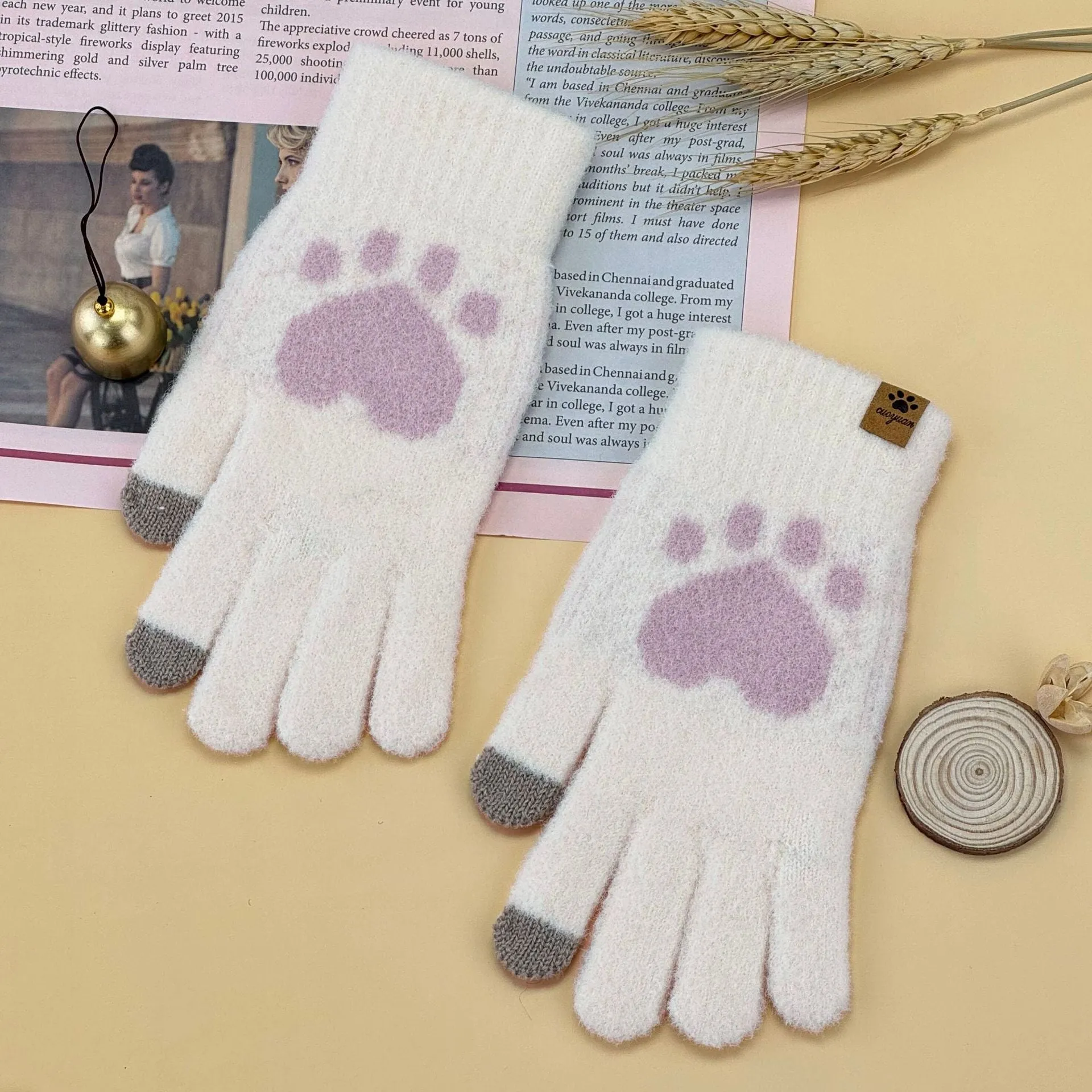 INSTOCK-Korean touch screen cat claw gloves
