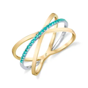 Interstellar Sea - 18K White Gold Yellow Gold Natural Paraiba Tourmaline Ring