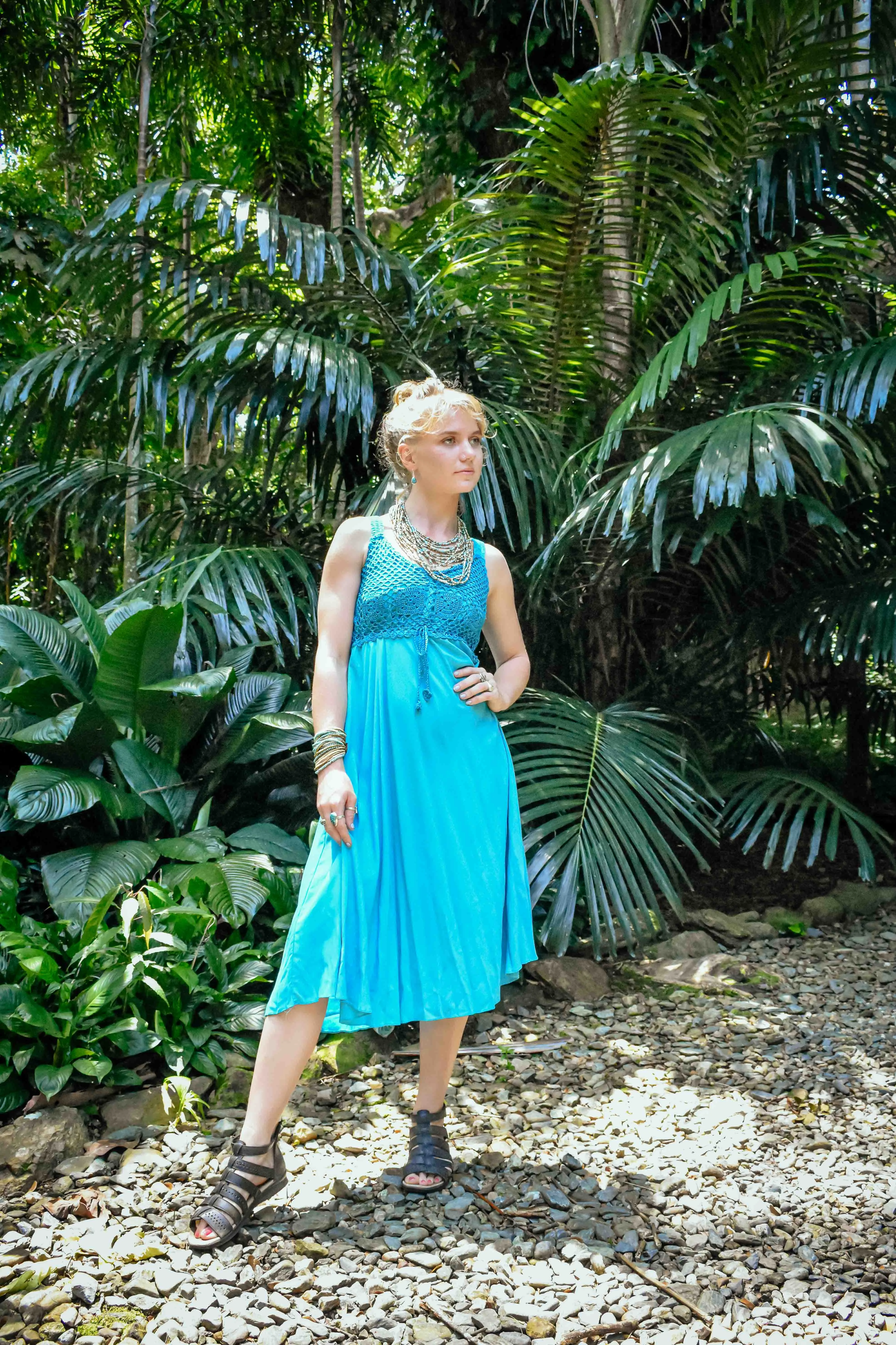 Iris Crochet Dress - Aqua