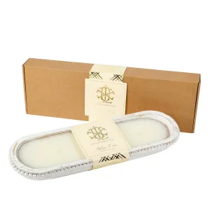 Italian Linen 5 Wick White Beaded Dough Bowl Candle min 2