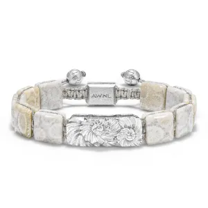 Ivory Agatized Coral Twin Ammonite Bracelet