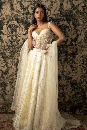 Ivory embroidered lehenga set