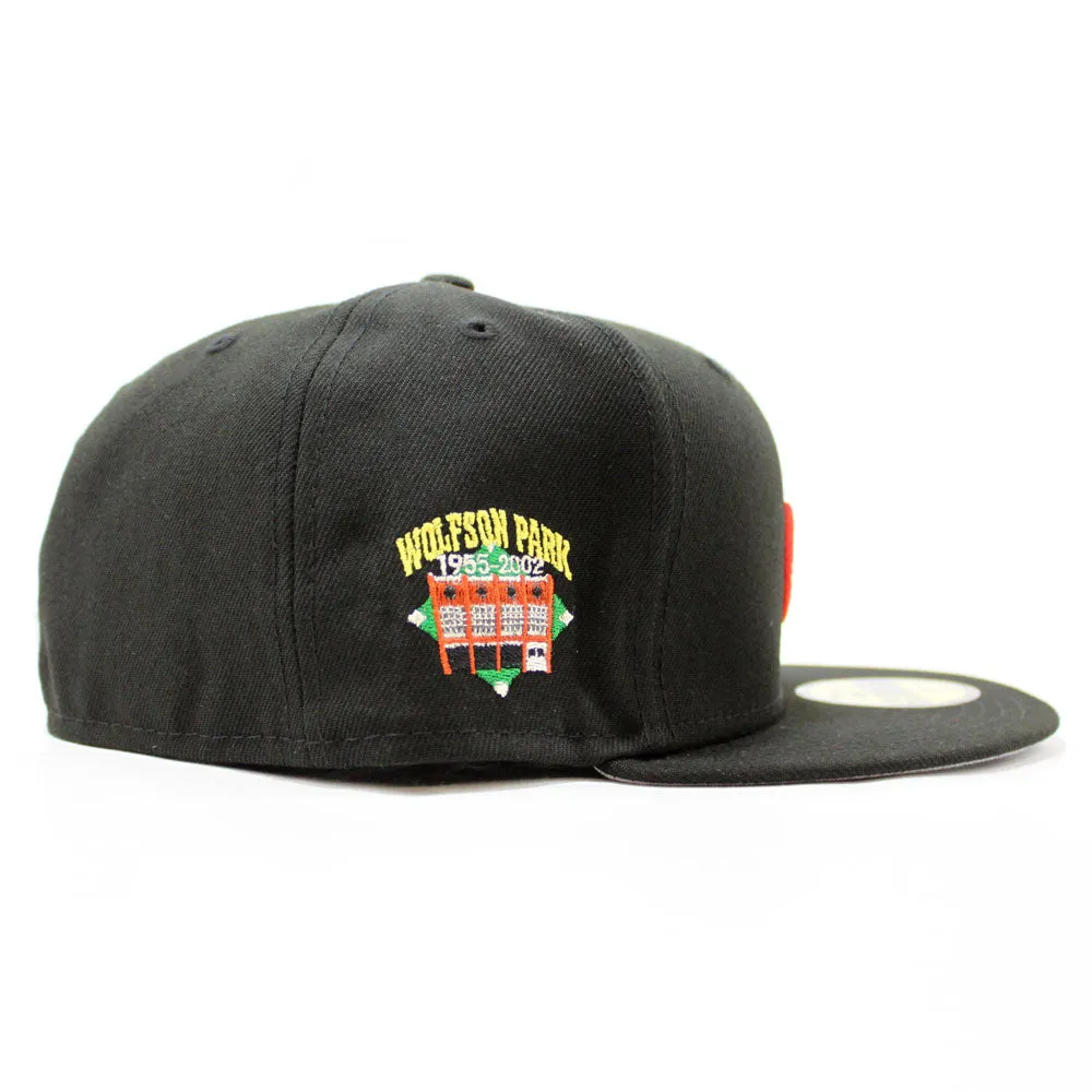 Jacksonville Expos Wolfson Park Stadium New Era 59Fifty Fitted Hat (Glow in the Dark Black Gray Under Brim)