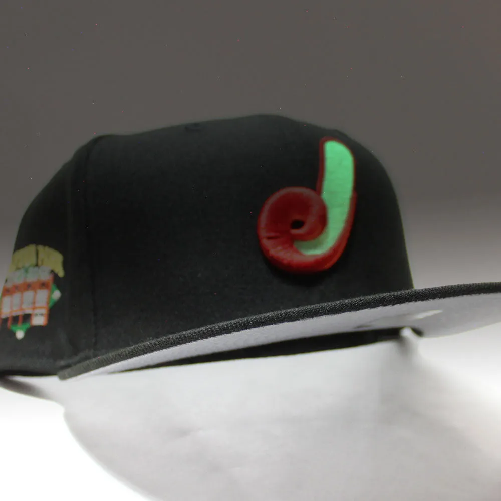Jacksonville Expos Wolfson Park Stadium New Era 59Fifty Fitted Hat (Glow in the Dark Black Gray Under Brim)