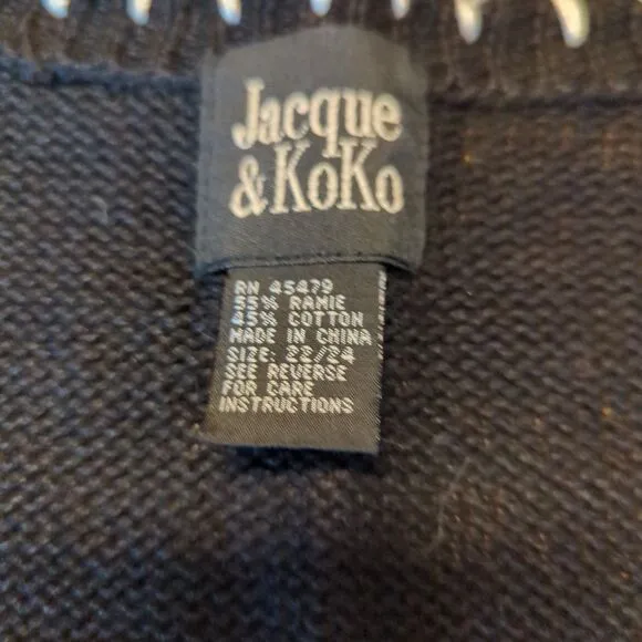 Jacque &amp; Koko Christmas Sweater Vest Womens 22/24 Beads Ugly Embroidered