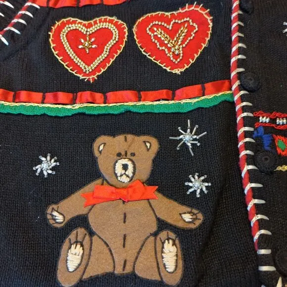 Jacque &amp; Koko Christmas Sweater Vest Womens 22/24 Beads Ugly Embroidered