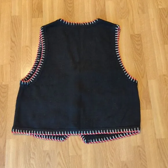 Jacque &amp; Koko Christmas Sweater Vest Womens 22/24 Beads Ugly Embroidered
