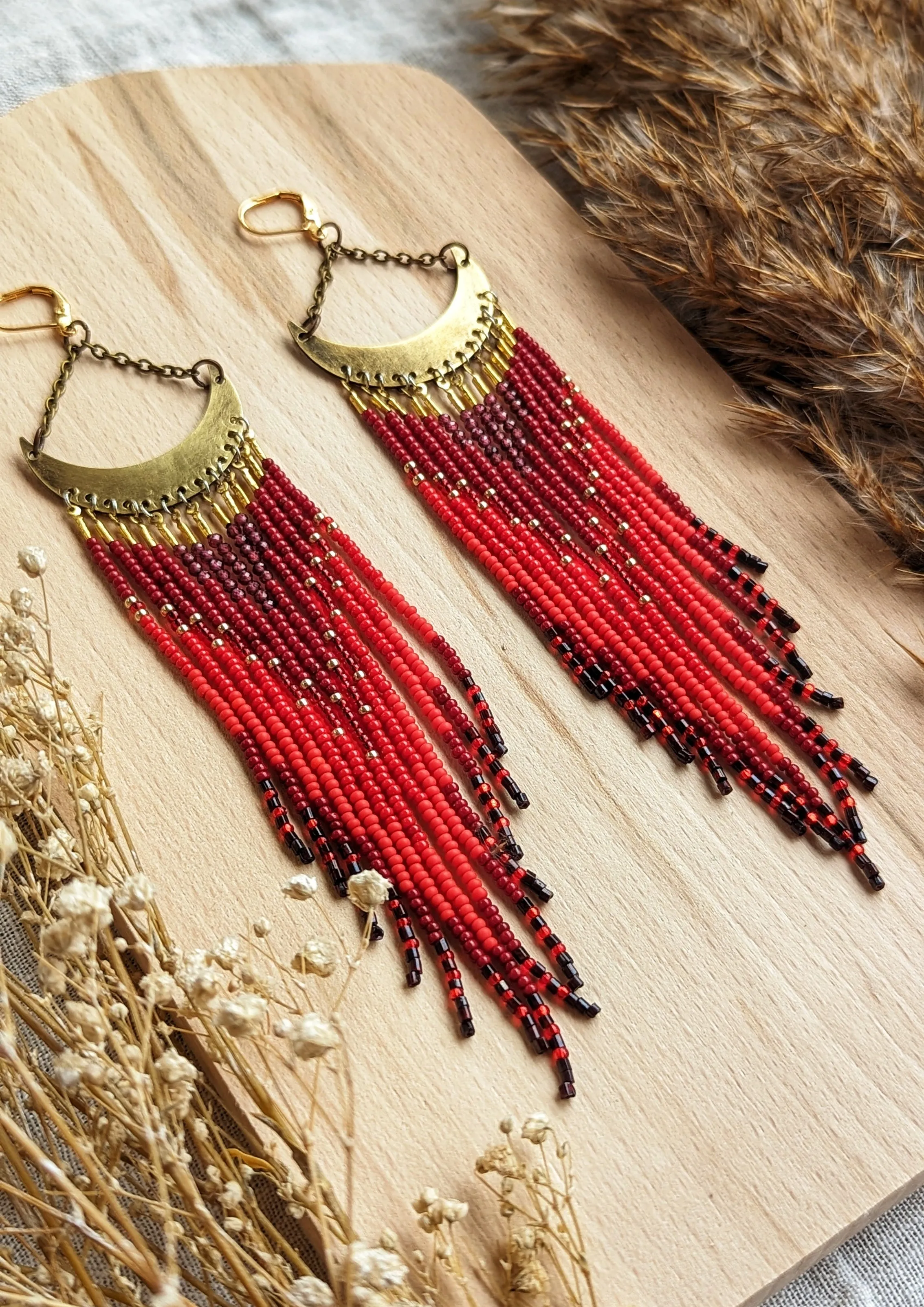 Jezebel Bloody Moon Seed Bead Earrings