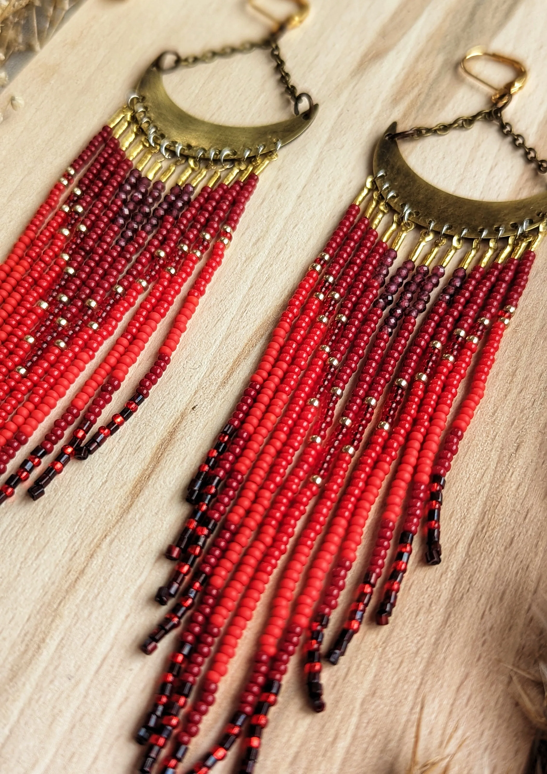 Jezebel Bloody Moon Seed Bead Earrings