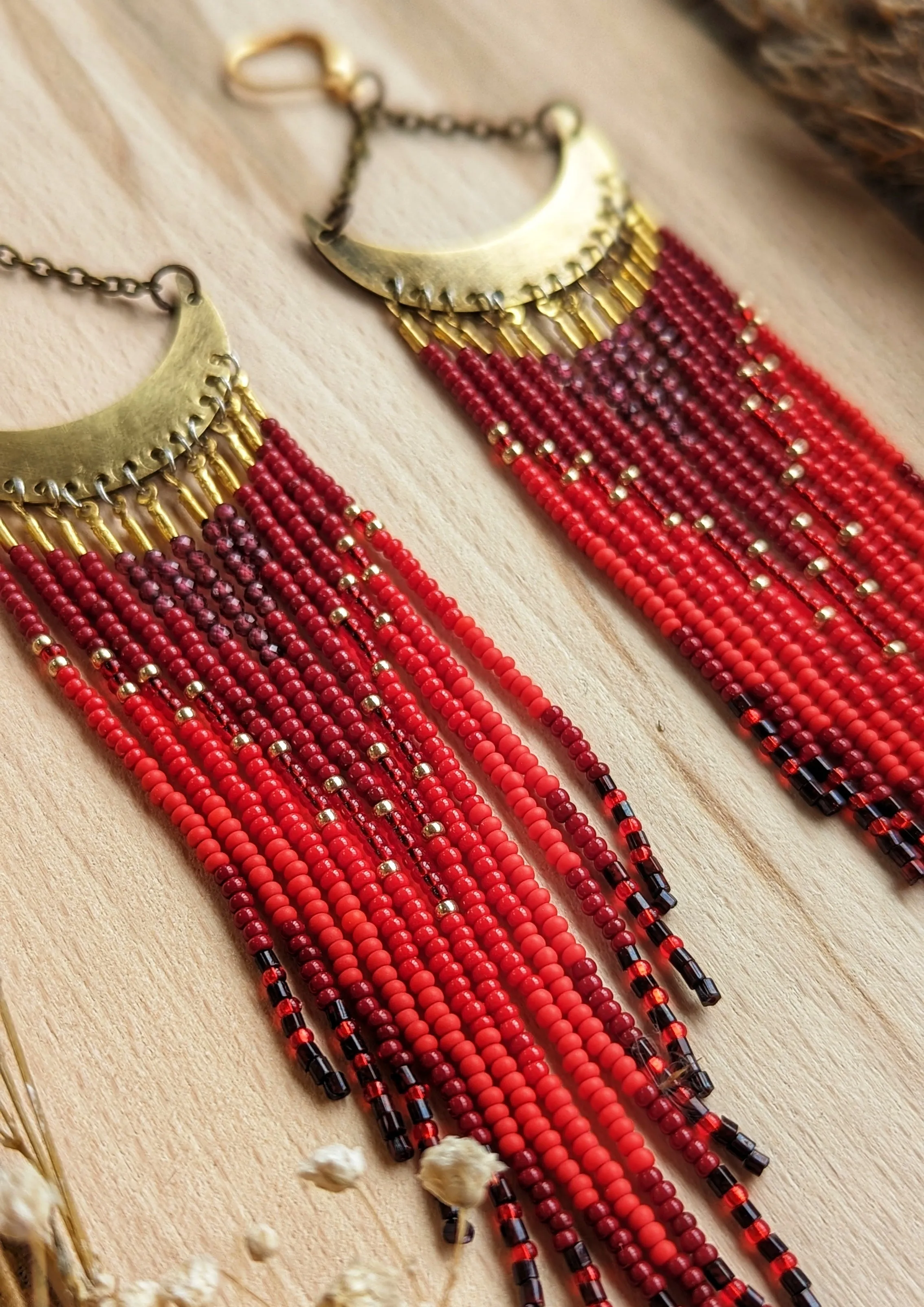Jezebel Bloody Moon Seed Bead Earrings