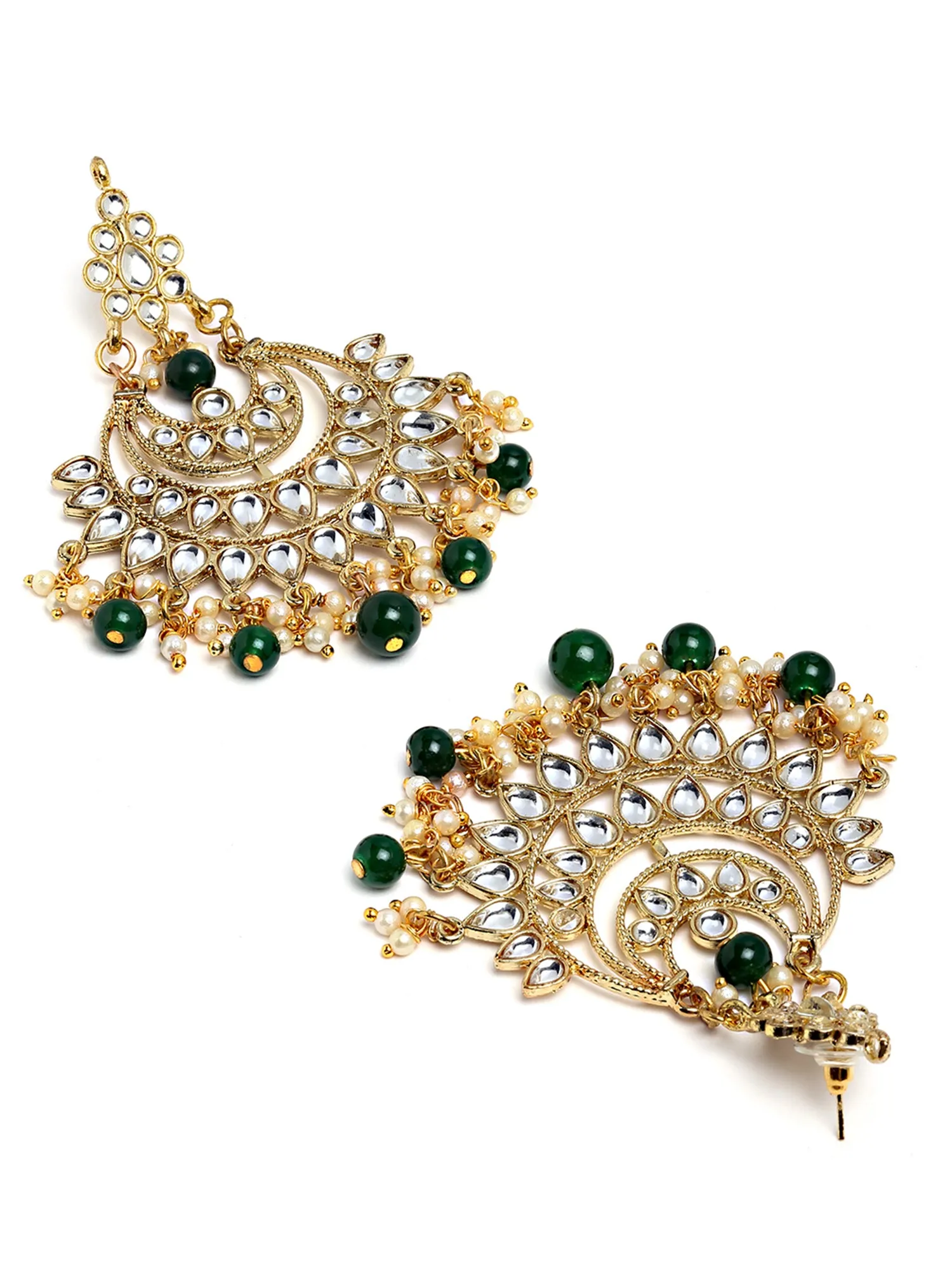 Karatcart Gold Plated Green Beaded Kundan Choker Necklace Set for Women
