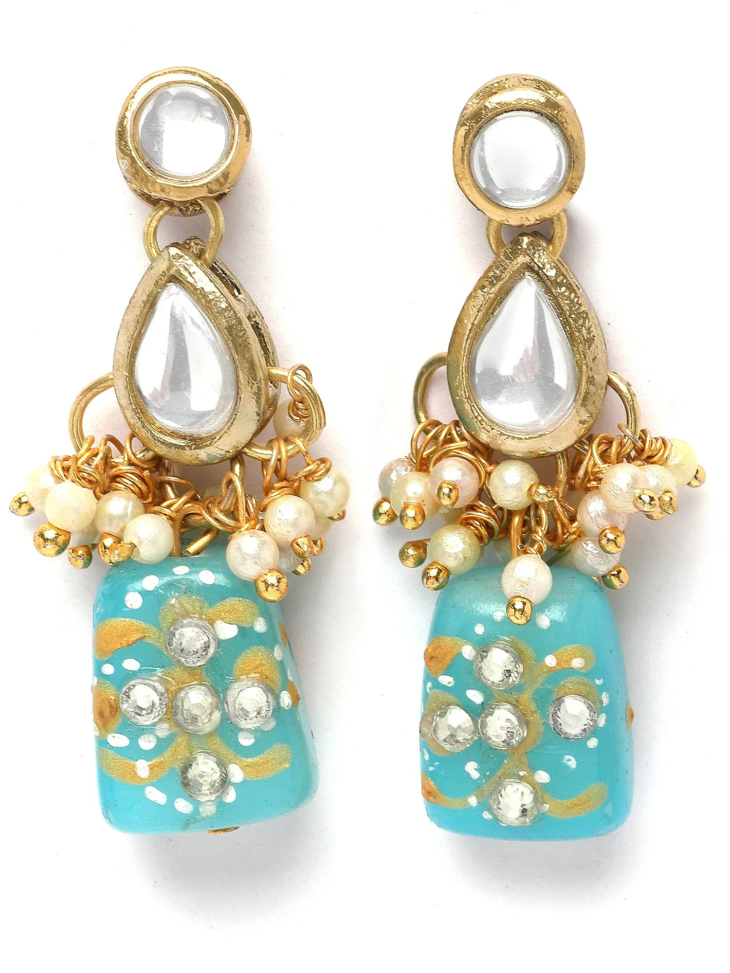 KARATCART Gold Plated Kundan Choker Light Blue Jewellery Set for Women