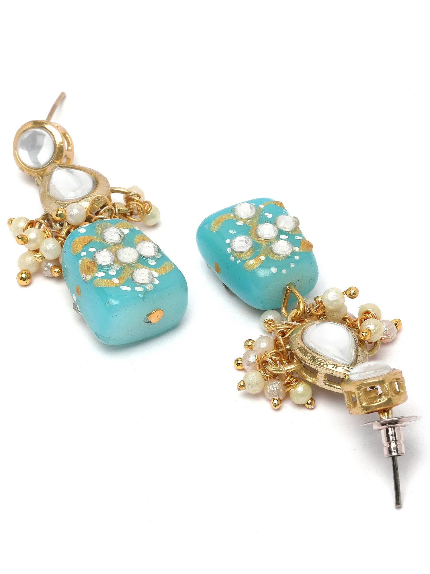 KARATCART Gold Plated Kundan Choker Light Blue Jewellery Set for Women