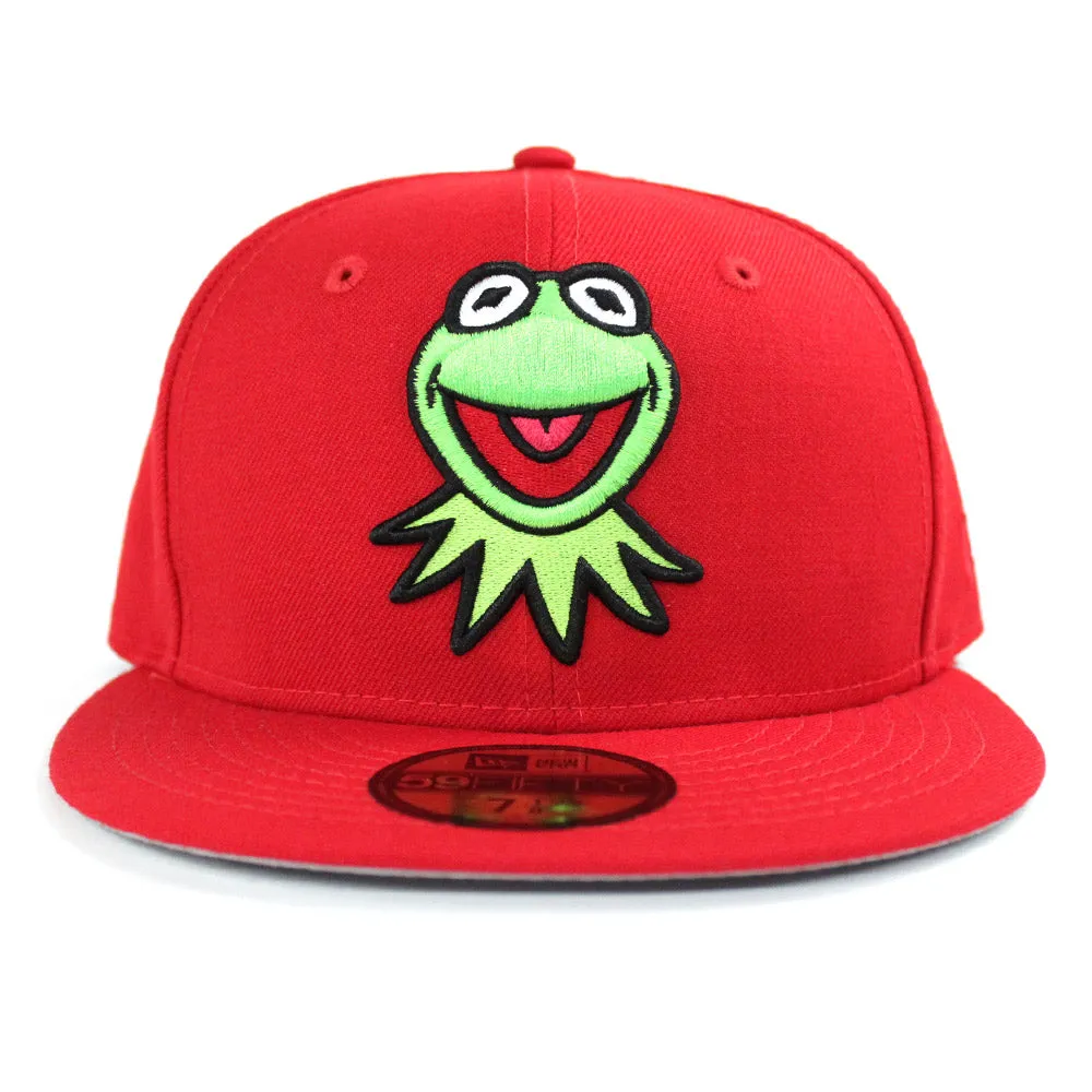 Kermit the Frog 59Fifty New Era Fitted Hats (The Muppets Red Gray Under Brim)