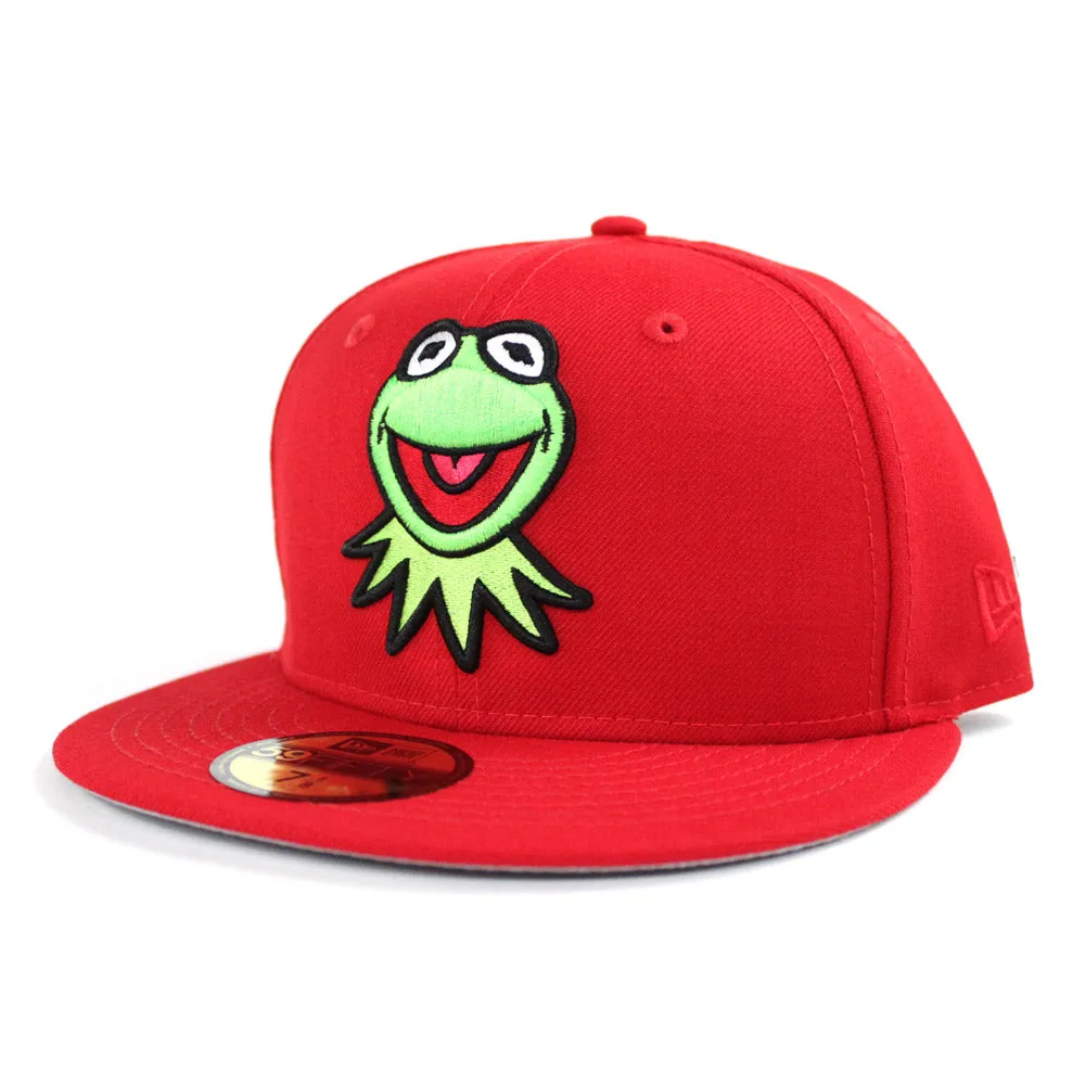 Kermit the Frog 59Fifty New Era Fitted Hats (The Muppets Red Gray Under Brim)