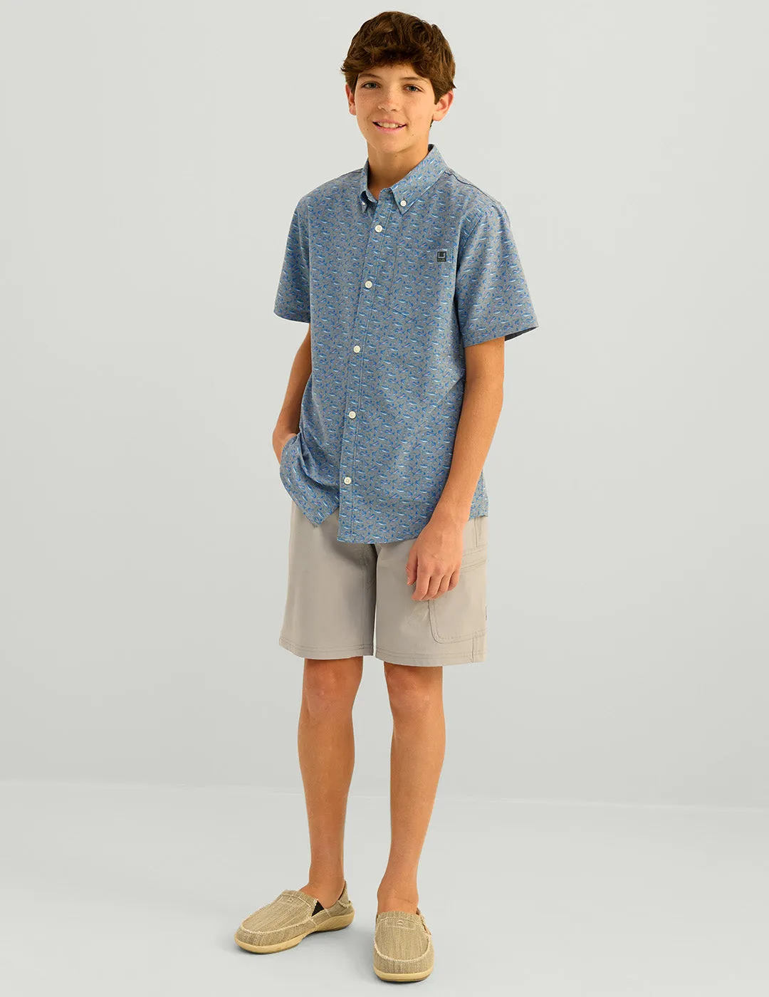 Kids Kona Printed Short Sleeve Button-Down