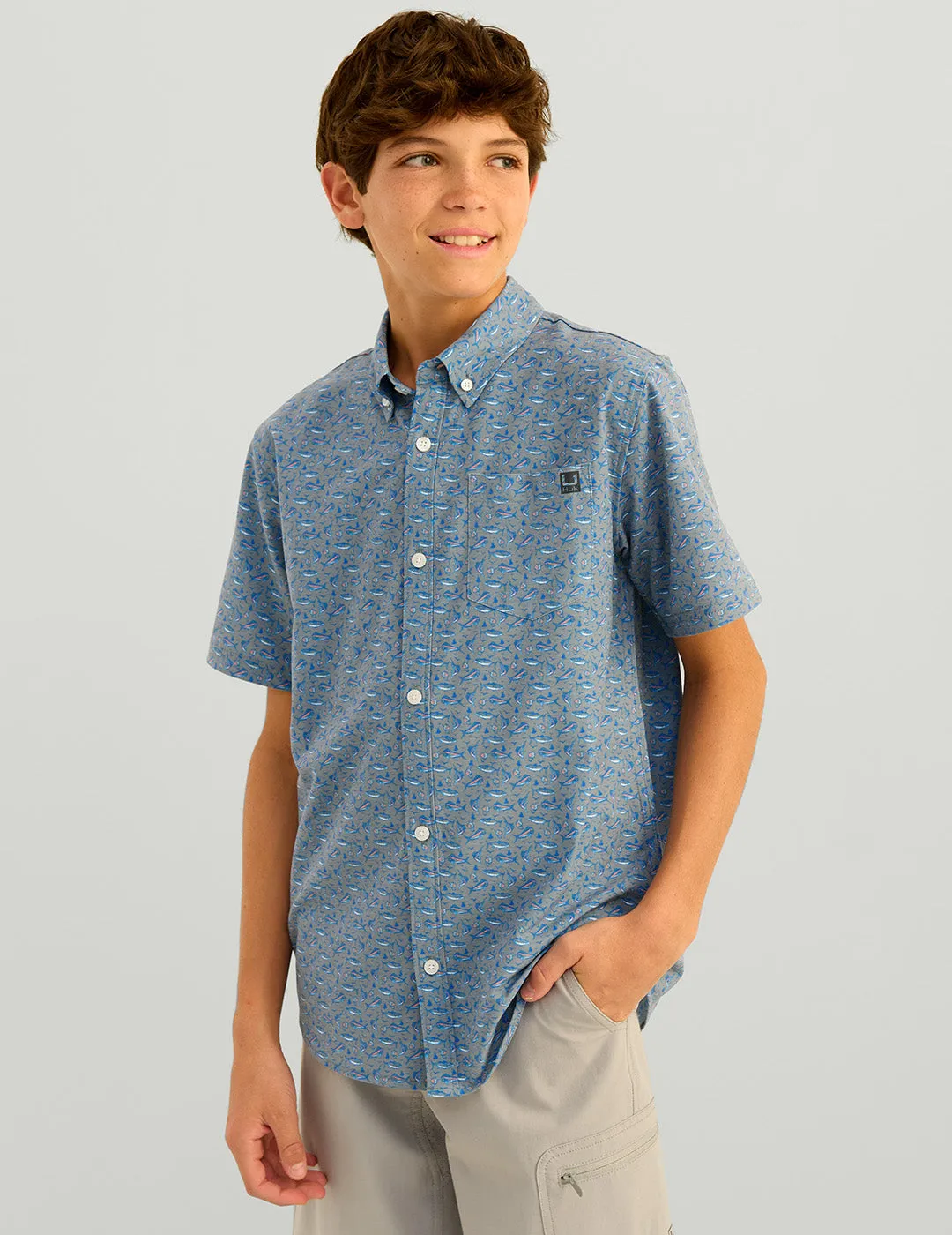 Kids Kona Printed Short Sleeve Button-Down