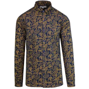 Kinfauns Paisley Cord Penny Collar Shirt