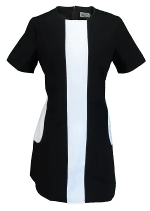 Ladies Retro Mod Vintage Black and White Dress
