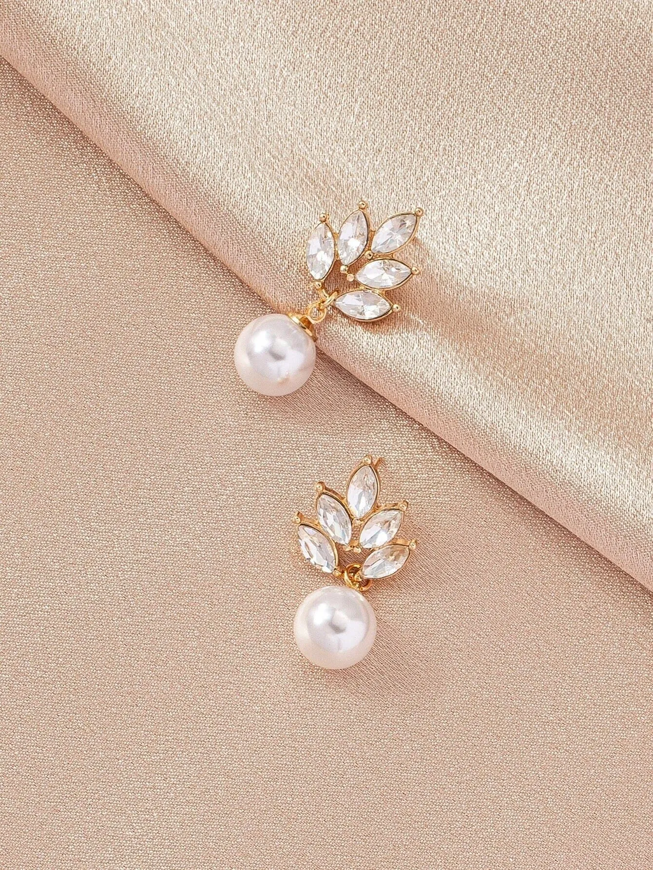 Large Pearl Dangle Crystal Stud Earrings, Wedding Bridal or Bridesmaid Pearl Drop Earrings, CZ Diamond Pearl Earrings