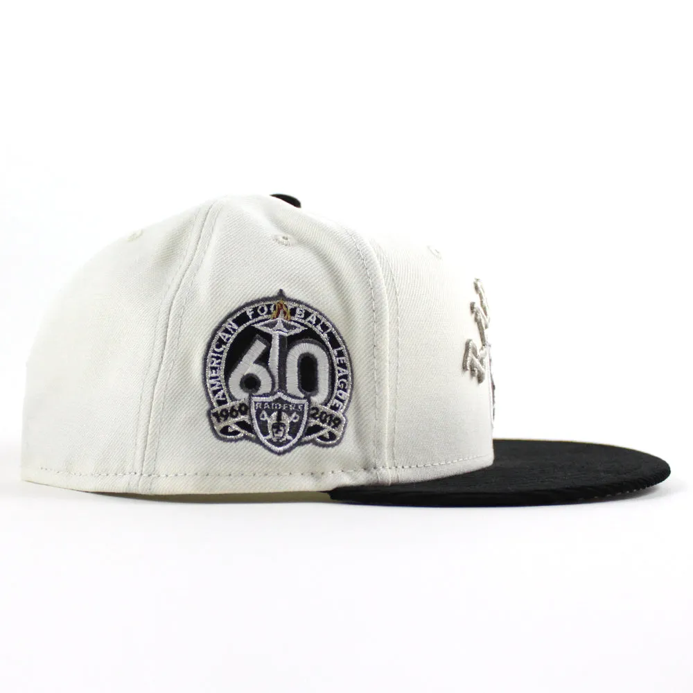 Las Vegas Raiders 60TH Anniversary New Era 59Fifty Fitted Hat V2 (Chrome White Corduroy Gray Under Brim)