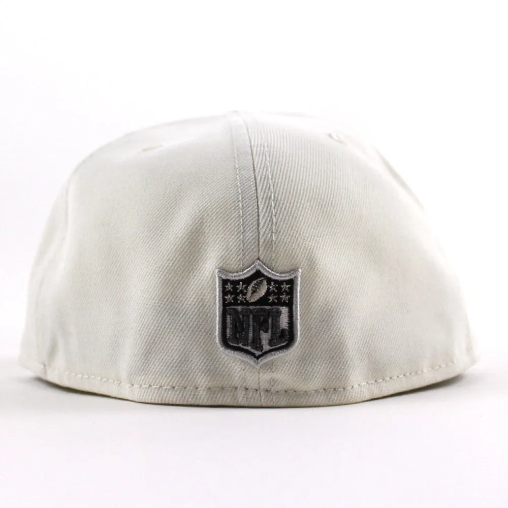 Las Vegas Raiders 60TH Anniversary New Era 59Fifty Fitted Hat V2 (Chrome White Corduroy Gray Under Brim)