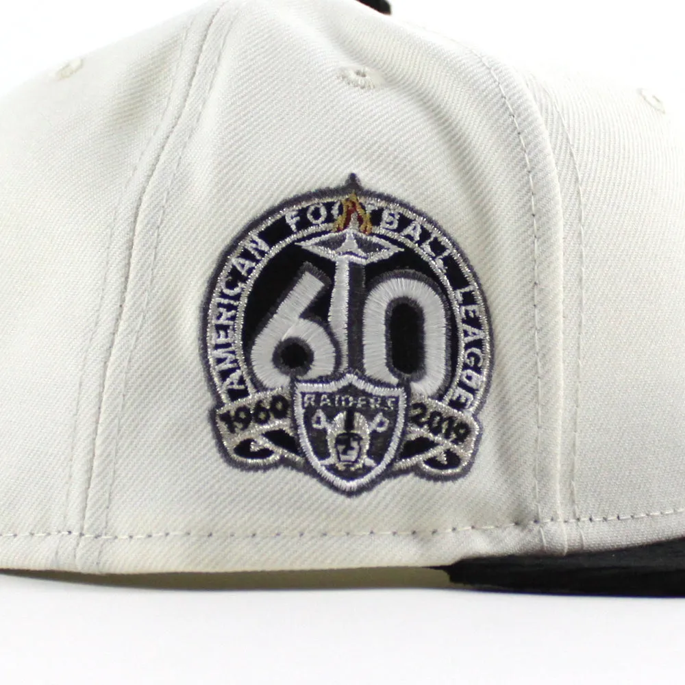 Las Vegas Raiders 60TH Anniversary New Era 59Fifty Fitted Hat V2 (Chrome White Corduroy Gray Under Brim)