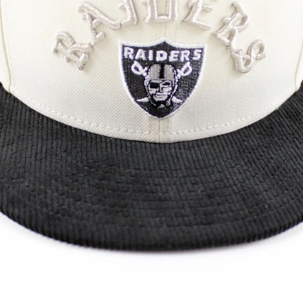 Las Vegas Raiders 60TH Anniversary New Era 59Fifty Fitted Hat V2 (Chrome White Corduroy Gray Under Brim)