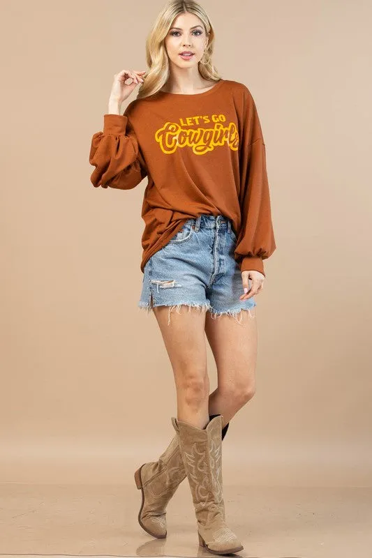 Let's Go Cowgirls Vinyl Graphic Sweatshirt